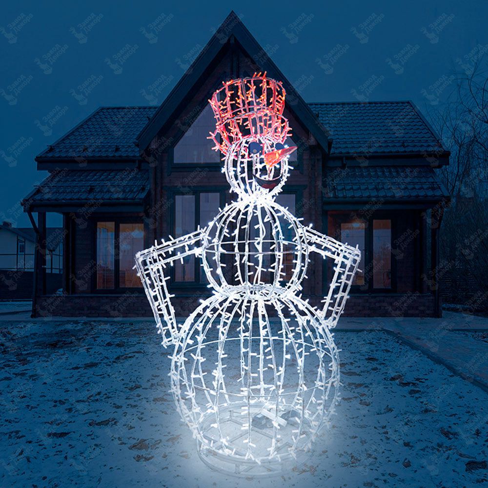 Световая фигура «Снеговик в шляпе» купить