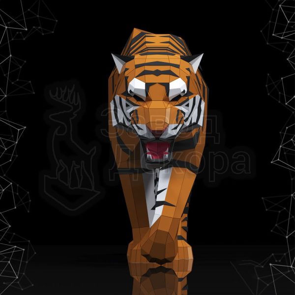 Полигональный тигр из железа