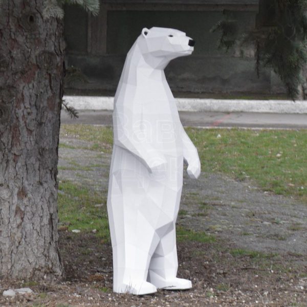Полигональная фигура из металла Белый Медведь