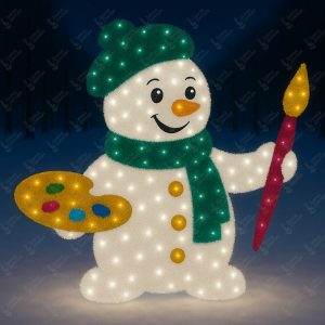 Новогодний снеговик художник