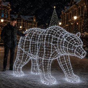 Световой медведь из проволоки для улицы