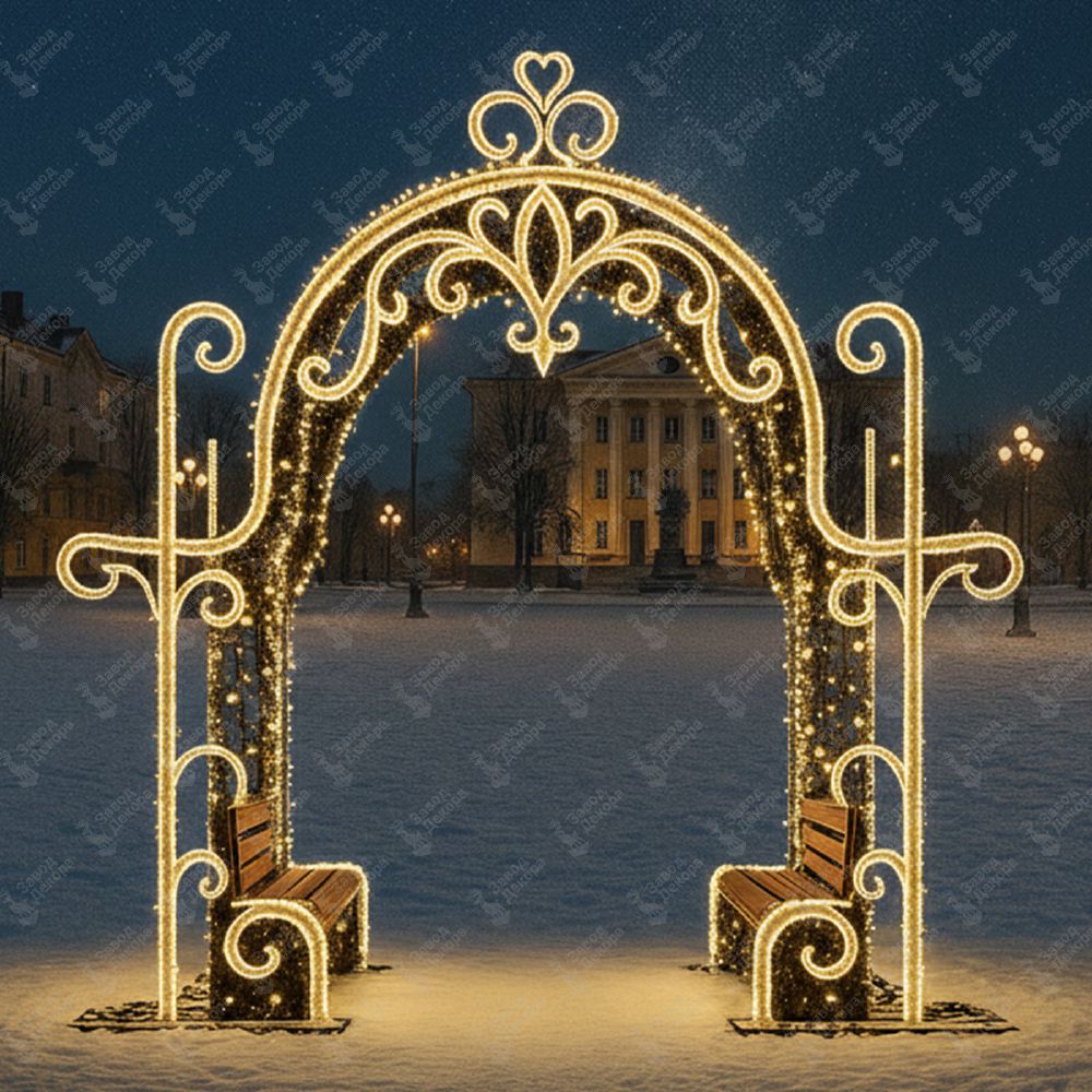 Новогодняя уличная арка с подсветкой