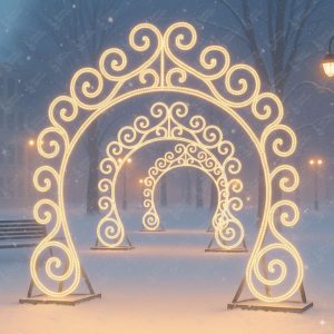 Новогодний уличный тоннель из дизайнерских арок