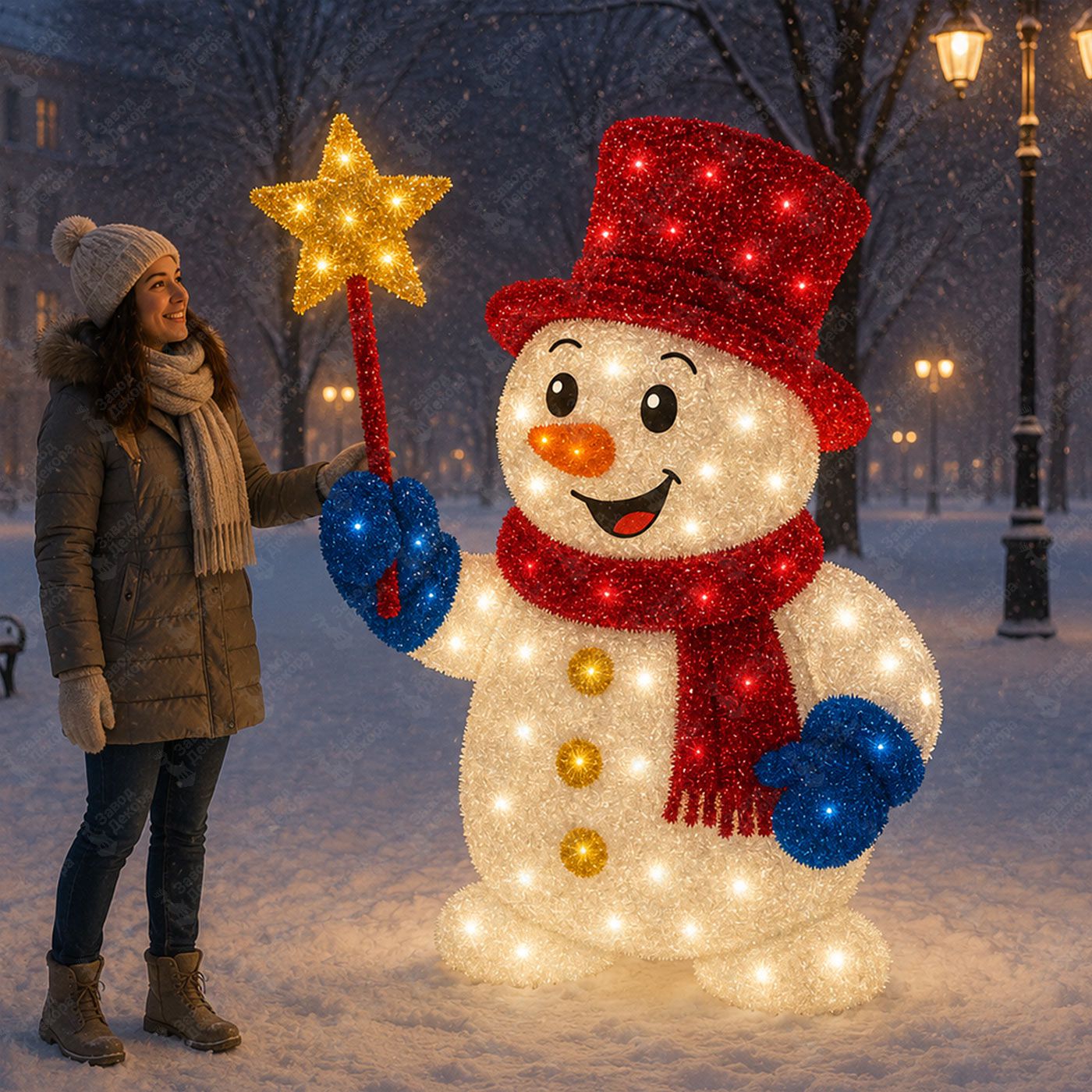 Фигура из мишуры Снеговик-Фокусник